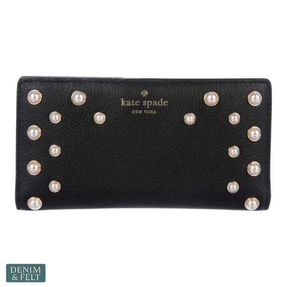 Kate Spade Serrano Place Pearl Stacy Black Long Wallet Gold Hardware - Picture 1 of 14